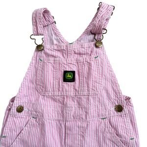 John Deere Pink & White Railroad Stripe Overalls Girls Size